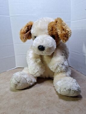 TY Beanie Buddy Scraps The Puppy Dog Tan White Eye Patch Floppy 2001 17"